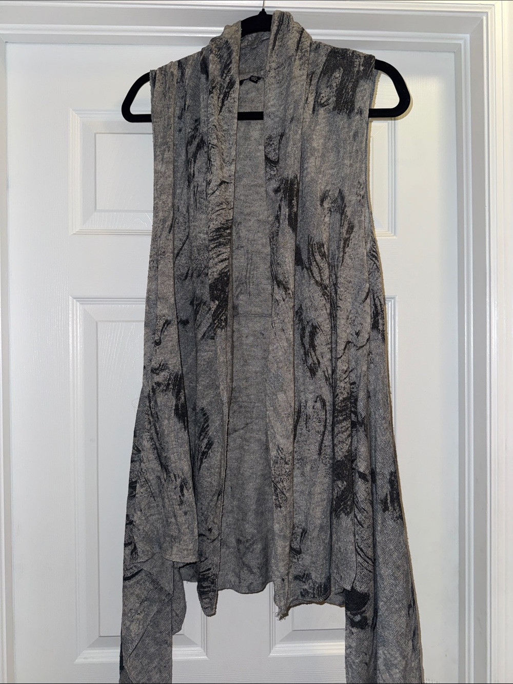 Kaktus Sleeveless Draped Open Front Tunic - Gray